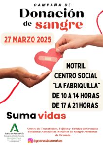 Donación de Sangre el 27 de Marzo en el Centro Social La Fabriquilla