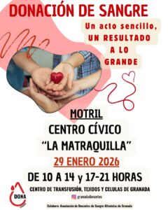 Donación de Sangre en Motril el 29 de Enero en el Centro Cívico la Matraquilla