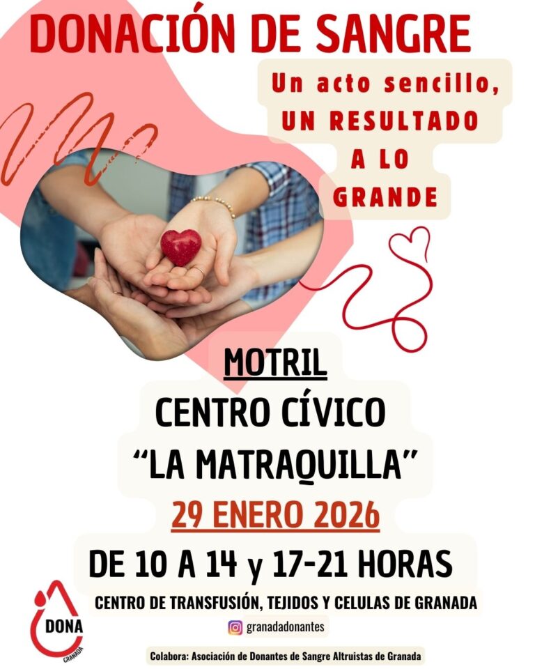 Donación de Sangre en Motril el 29 de Enero en el Centro Cívico la Matraquilla