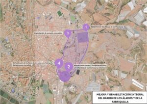 Zona de actuación Proyecto 1: Mejora y Rehabilitación de los Álamos y Fabriquilla