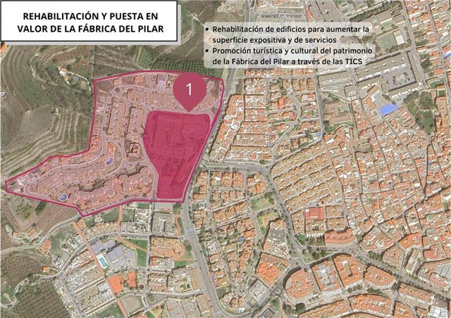 Zona de Actuación del Proyecto 3: Rehabilitación y Puesta en valor de la Fábrica del Pilar