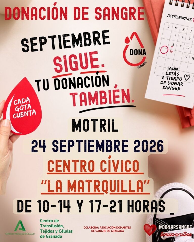 DONACION SANGRE EL 24 SEPTIEMBRE EN EL CENTRO CÍVICO LA MATRAQUILA